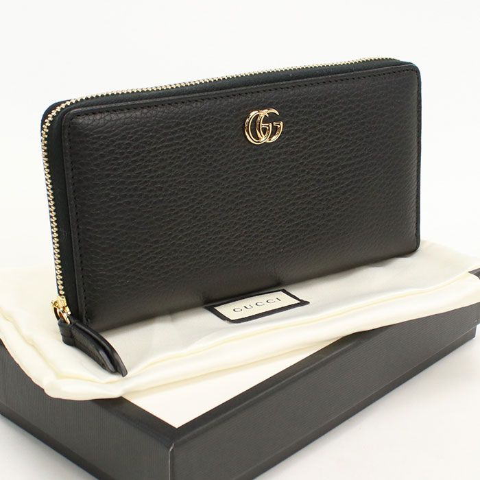 GUCCI グッチ ダブルG 456117 長財布ラウンドファスナー レザー【中古】 レディース