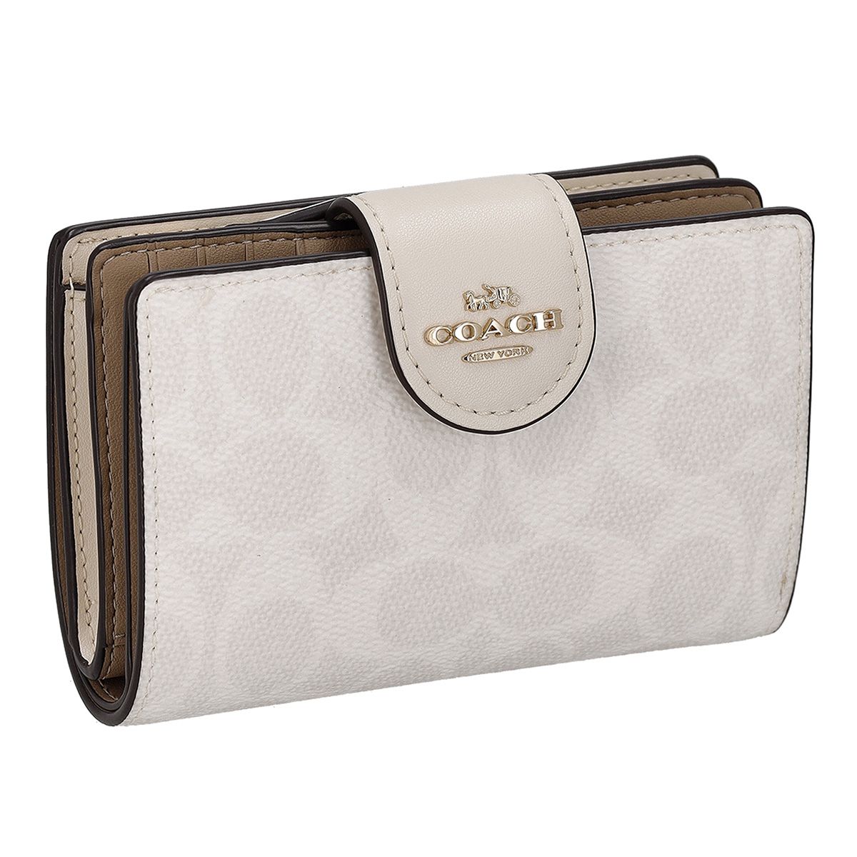 コーチ ファクトリー アウトレット COACH FACTORY ミディアム コーナー ジップ ウォレット 財布 二つ折り財布 折りたたみ財布 小銭入れ付き CW786 IMXU5 レディース ホワイト+ブラウン