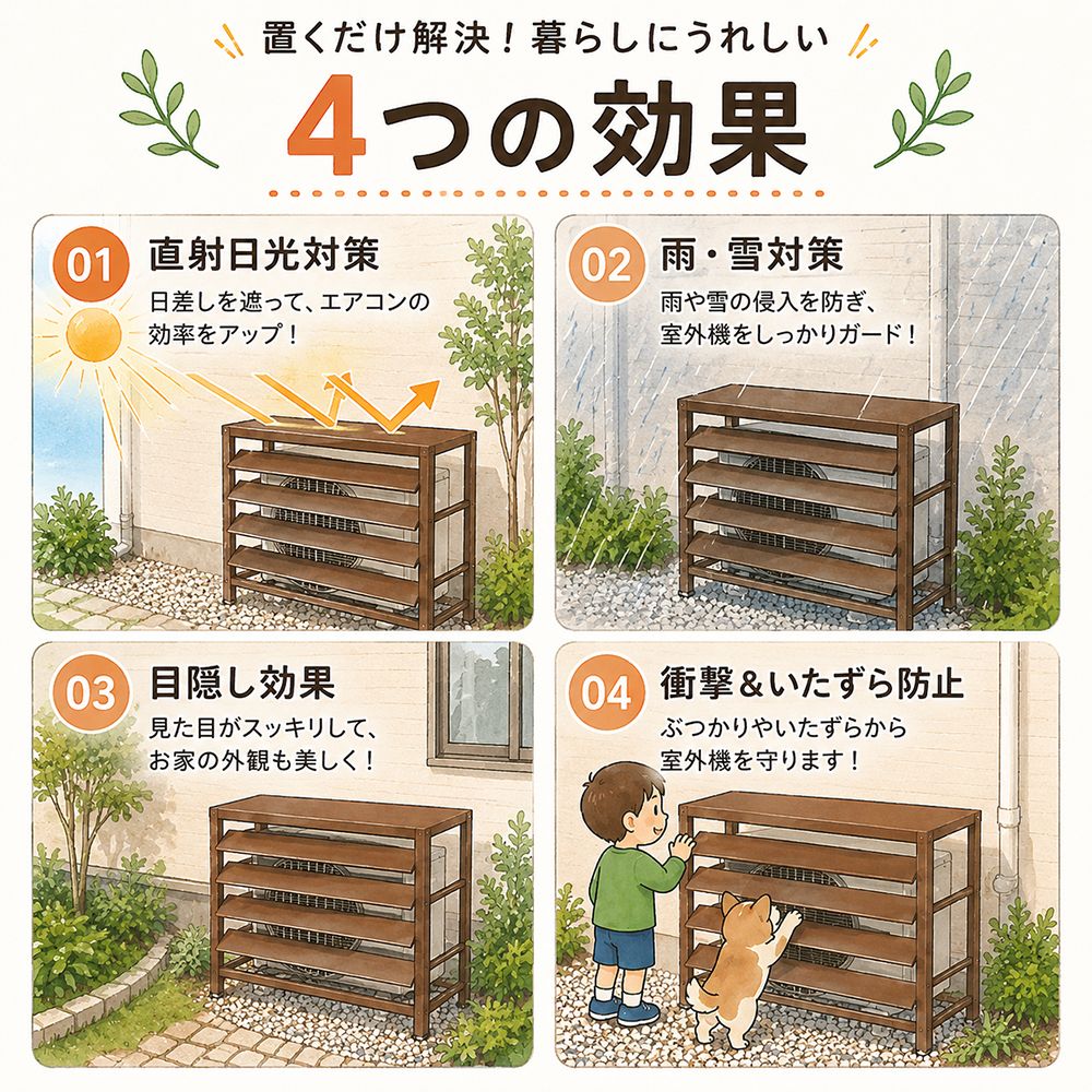94タイプ】室外機カバー エアコン 室外機 カバー DIY 雪 雨 収納 日よ