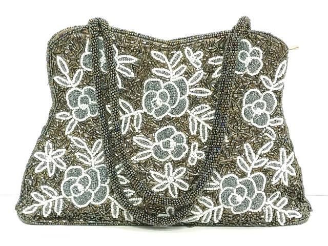 平和屋着物●極上　和装小物　和装バッグ　ビーズバッグ　草花　逸品　DZAA12251kh6