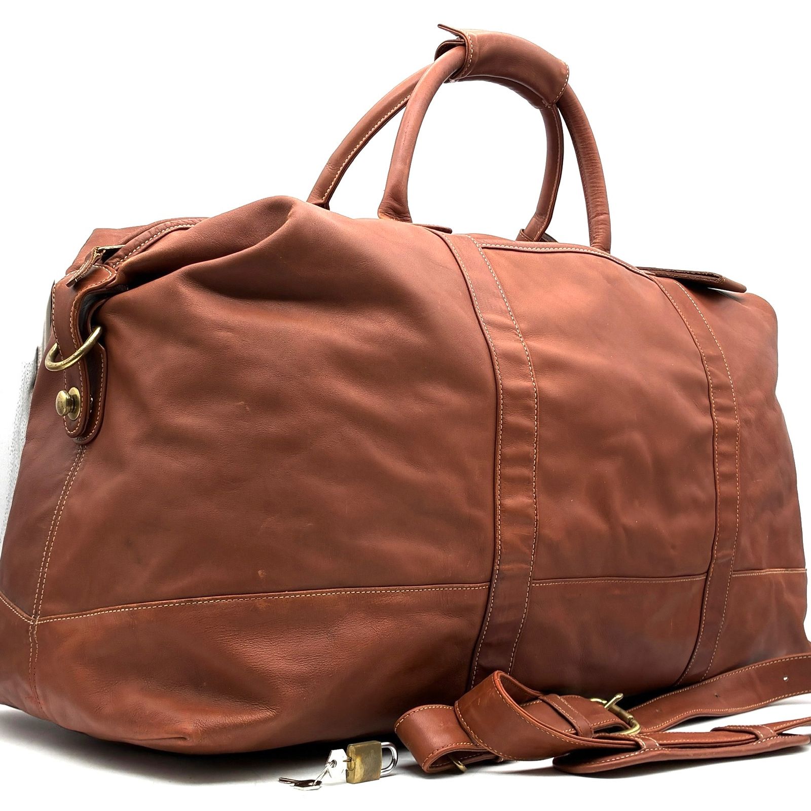 コーチ COACH 2way ボストンバッグ ショルダーバッグ オールレザー ブラウン 茶色 南京錠 カデナ 鍵付き 大容量 カバン 鞄 トラベル 旅行 肩掛け 斜め掛け 残暑 敬老の日 シルバーウィーク 秋休み 16,644円