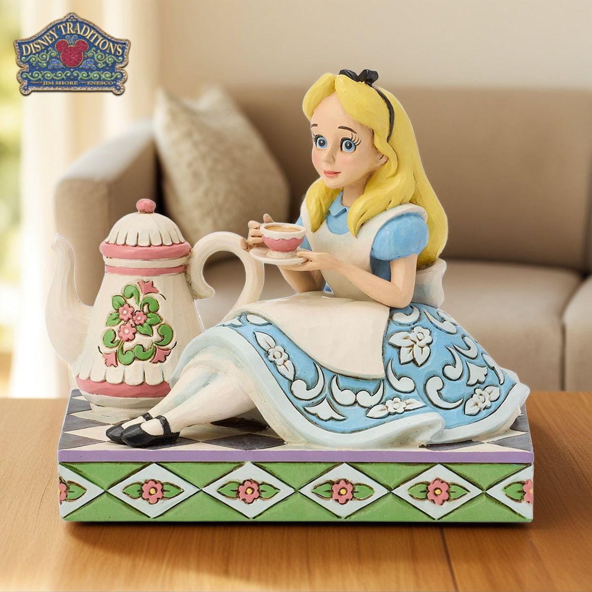 Alice with Teapot 10.4 cm Alice in Wonderland | Disney Traditions Jim Shore Toy Figure Doll Figurine Sculpture Jim Shore Genuine Imported