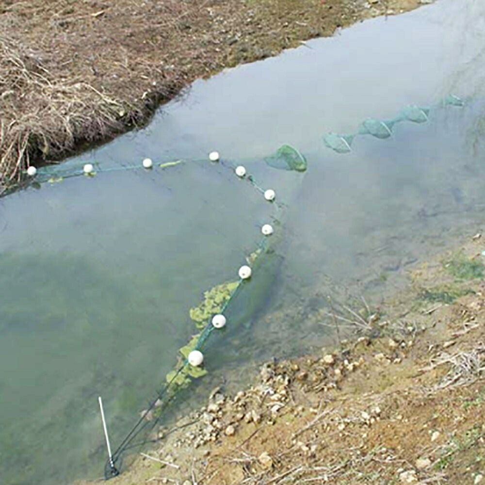 簡単設置で大漁が狙える網 3.5m 折り畳み捕獲ネット ナイロン 網目1.6cm 全1色 グリーン かに・えび・魚 川/海/渓流