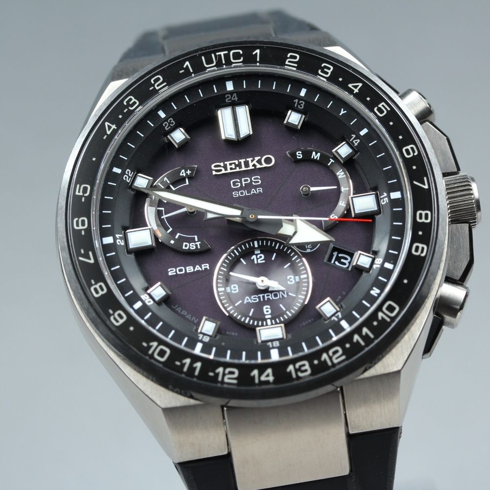 【稼働品】 SEIKO アストロン 8X53-0BB0-2 ブラック シルバー デイデイト 夜光 純正ブレス ソーラークォーツ メンズ 腕時計 #17773