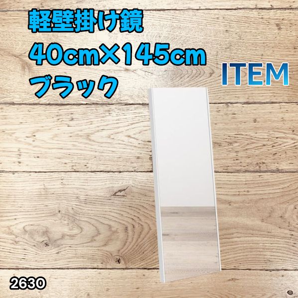 #2630 軽量 壁掛け 割れない鏡 幅40cm×高さ145cm ブラック フィルム ミラー 鏡 全身鏡 姿見 ダンス 練習 大きい 安全 防災 地震対策 ※一部地域離島別途配送料有