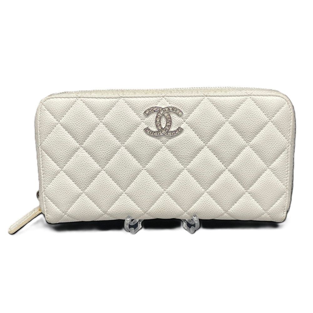 シャネル CHANEL 長財布 マトラッセ ロングジップウォレット ホワイト