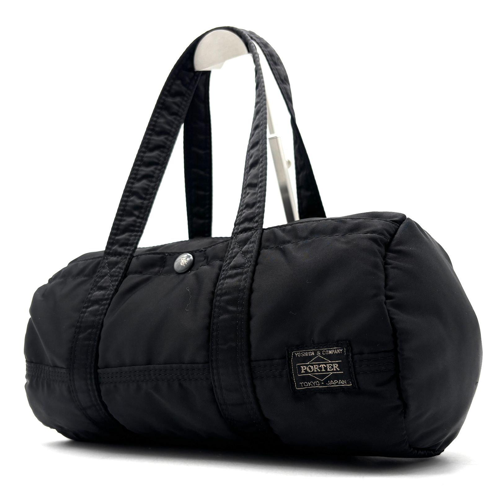 Good Condition Porter PORTER Tanker Mini Boston Handbag Duffle Bag Nylon Black Black Lightweight Roll Boston Cylindrical Bag Bag Remaining Summer Respect for the Aged Day Silver Week Fall Vacation Holiday Halloween 753 Gift Present