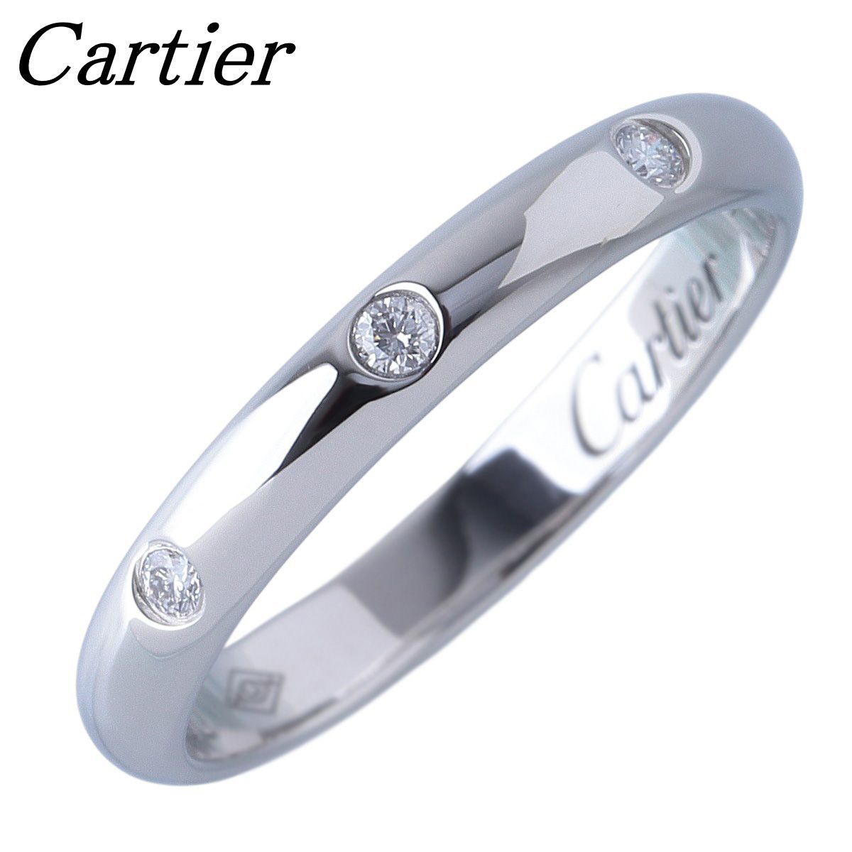 カルティエ ダイヤ リング 1895 ウェディング 3PD #46 幅2.5mm Pt950