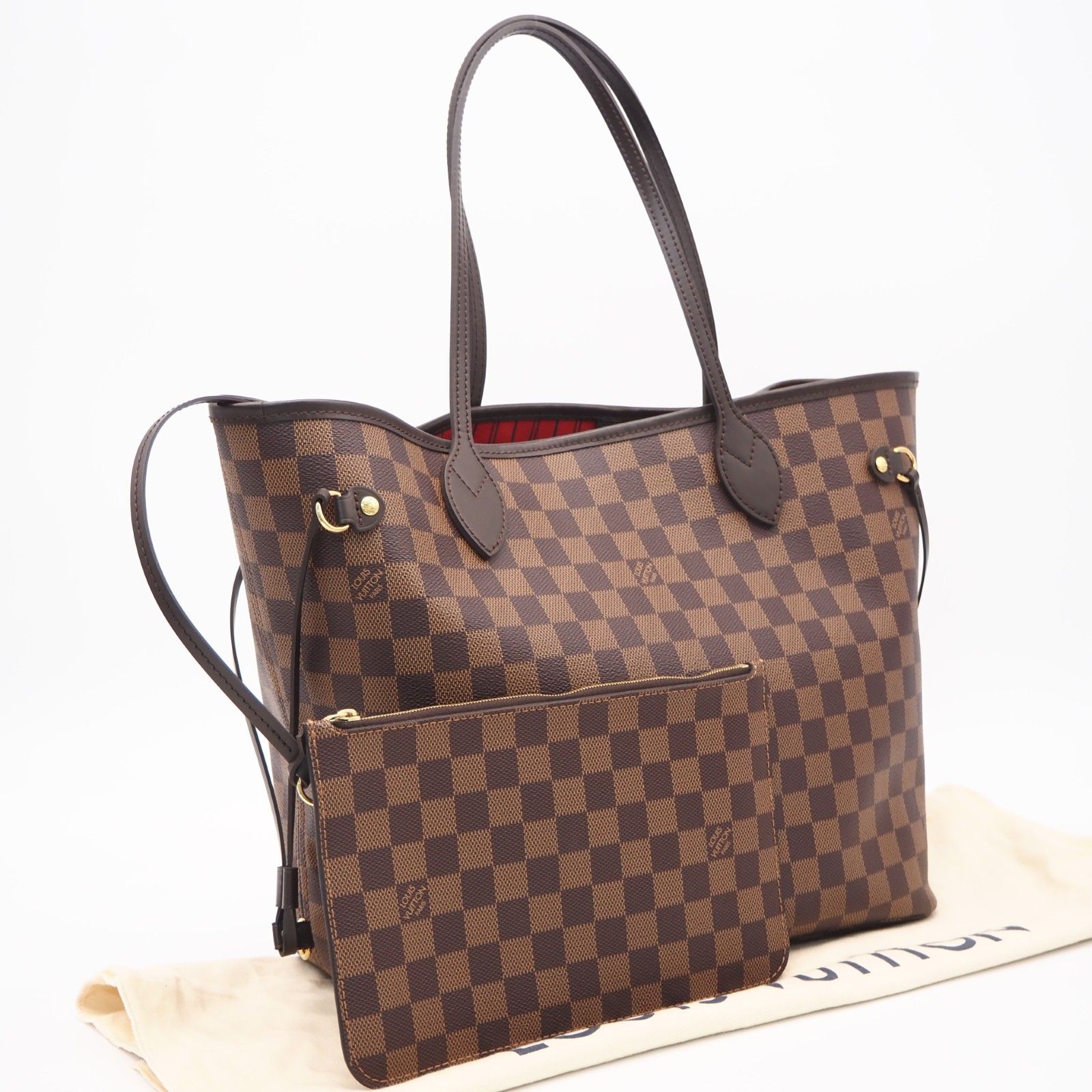 ★3日以内返品可★ 極美品 LOUIS VUITTON ルイ・ヴィトン ダミエ ネヴァーフルMM N41358 ハンドバッグ ブラウン ベージュ コーティングキャンバス レザー レディースハンドバッグ