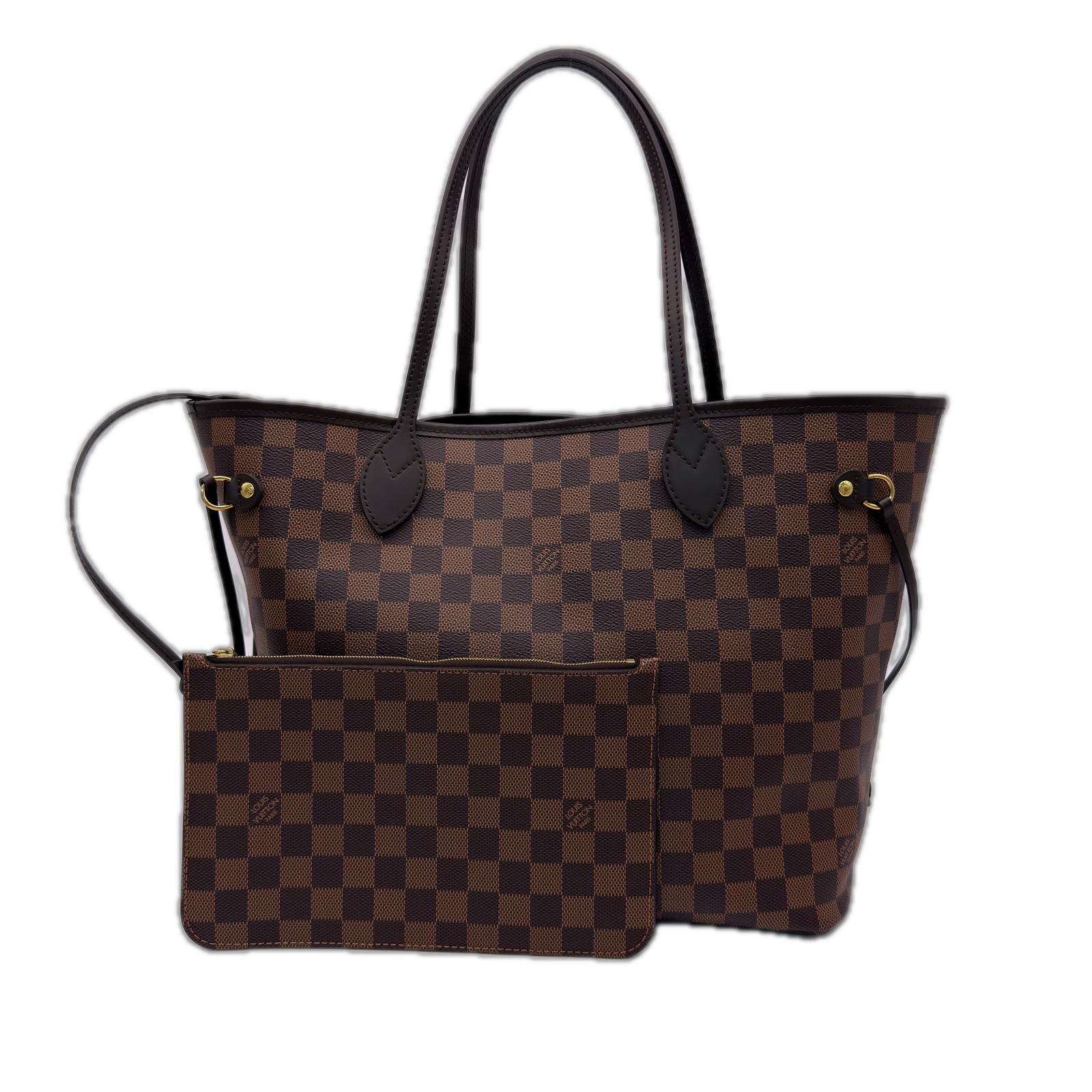 ★3日以内返品可★ 極美品 LOUIS VUITTON ルイ・ヴィトン ダミエ ネヴァーフルMM N41358 ハンドバッグ ブラウン ベージュ コーティングキャンバス レザー レディース