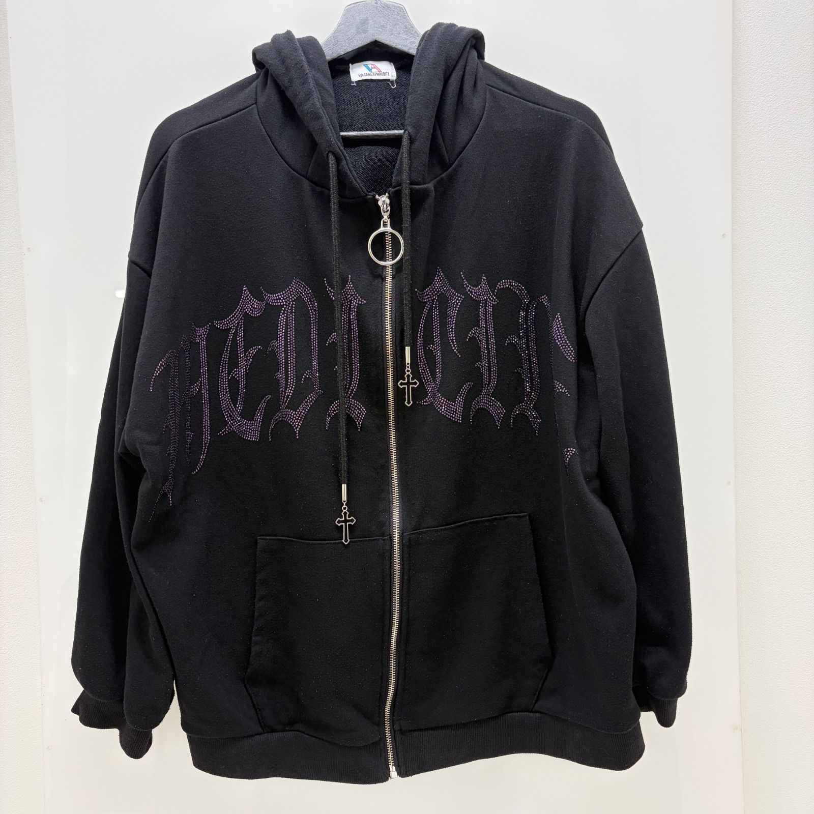 (0818d8) VOLCAN&APHRODITE Cat Ears Rhinestone Zip Hoodie M Mine and Subculture Fashion