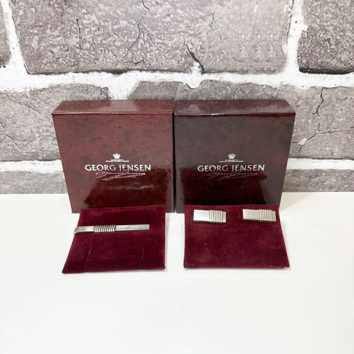 GEORG JENSEN ジョージ・ジェンセン スターリングシルバー タイピン＆カフリンクス セット