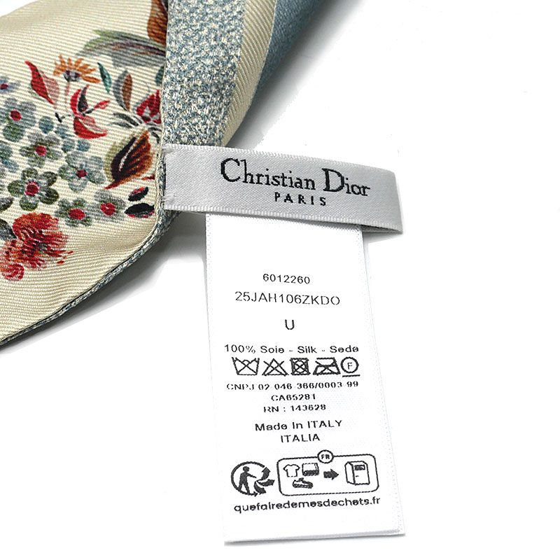 ディオール Dior ミッツァ スカーフ ホワイト シルク フラワー 花柄