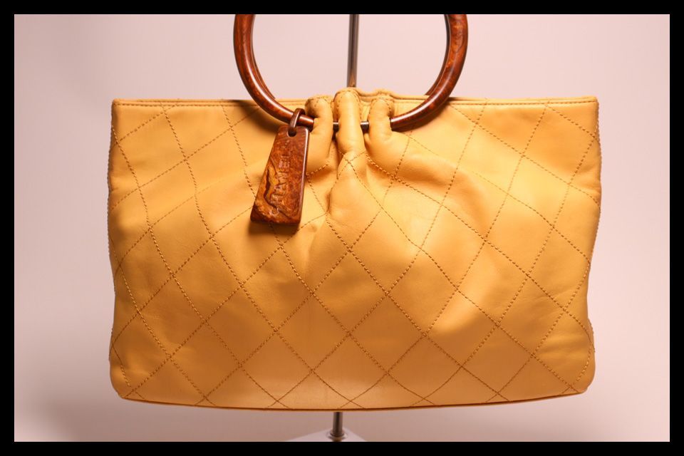 ■シャネル　6番台　ワイルドステッチ　ウッドハンドル　ハンドバッグ　CHANEL■0807ph20-2M