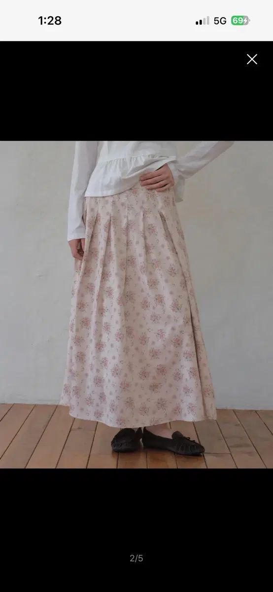 アワーノスタルジア Vintage Bloom Pleats Skirt_Pink