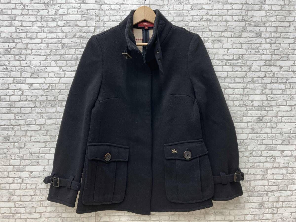 BURBERRY LONDON バーバリー ロンドン ウールスタンドカラージャケット 裏ノバチェック サイズ38 ブラック