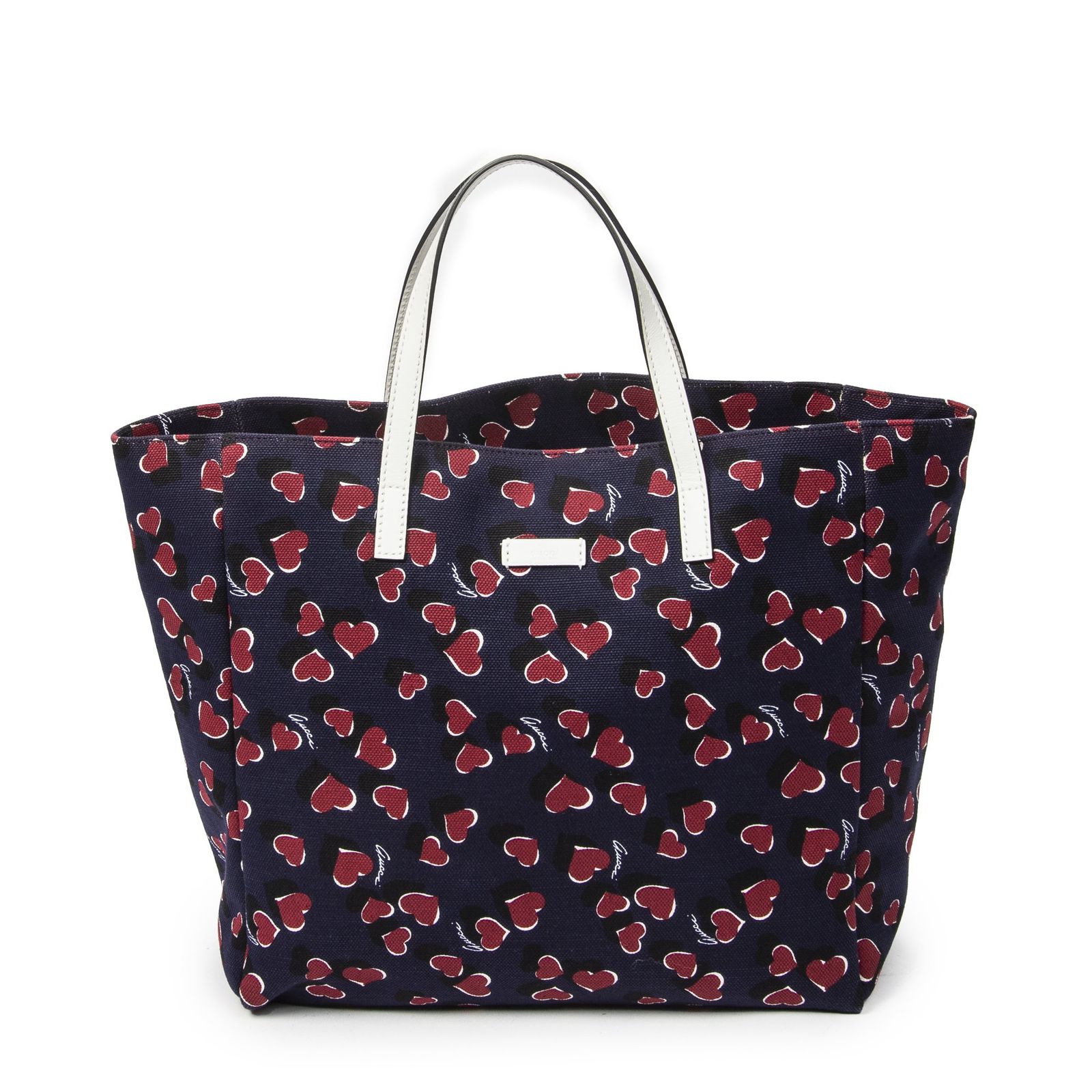 [中古] GUCCI グッチHeartbeat Toteネイビー、赤Heartbeat Print CanvasA
