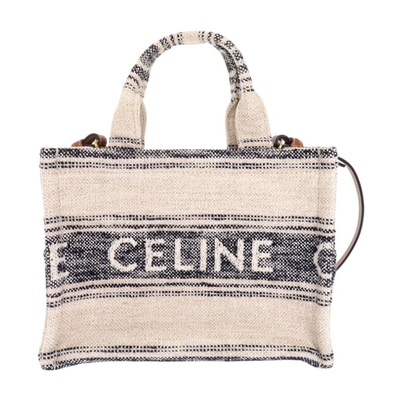 セリーヌ CELINE スモール カバ タイス ジャガード 199162ERP 2WAYバッグ ショルダーバッグ トートバッグ 鞄 コットン カーフ ホワイト ネイビー ゴールド金具 レディース【中古】【Aランク】 96,140円