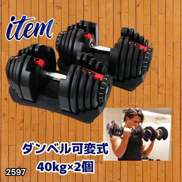 #2597 ダンベル 可変式 レッド 40kg 2個 総重量80kg 多機能 5~40kg 17段階調節 分かりやすいキロ表示 安全設計 省スペース 収納可能 ※一部地域離島別途配送料有 23,850円
