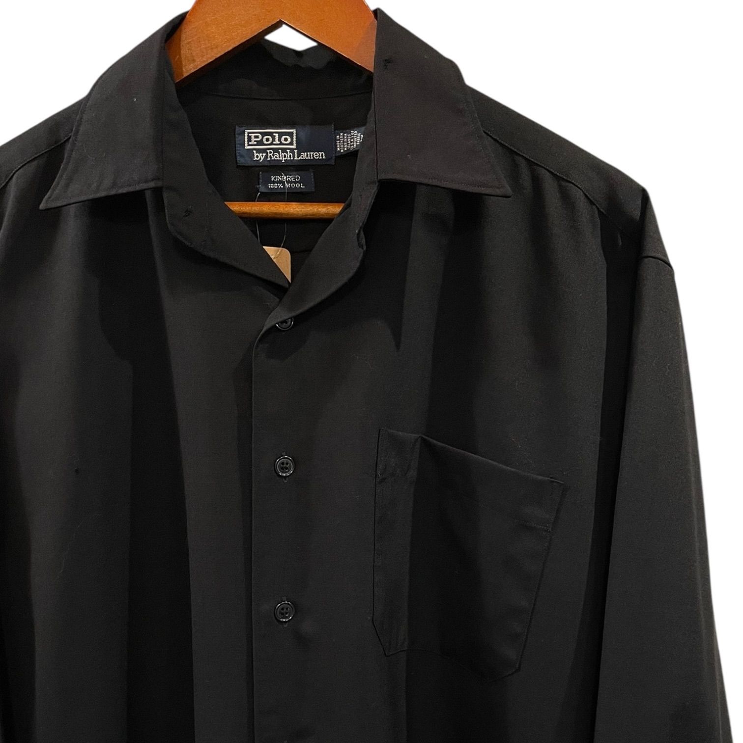 90s Polo by Ralph Lauren “KINDRED” Wool Shirt 黒 M ラルフローレン 長袖シャツ ウール ポニー無し 13,650円