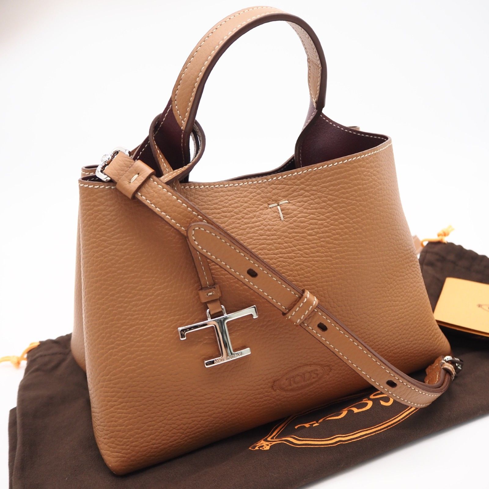 ★3日以内返品可★ 極美品 TOD’S トッズ レザー レザーバッグ マイクロ XBWAPAEL000QRIB999 2wayハンドバッグ ブラウン グレインカーフレザー レディース