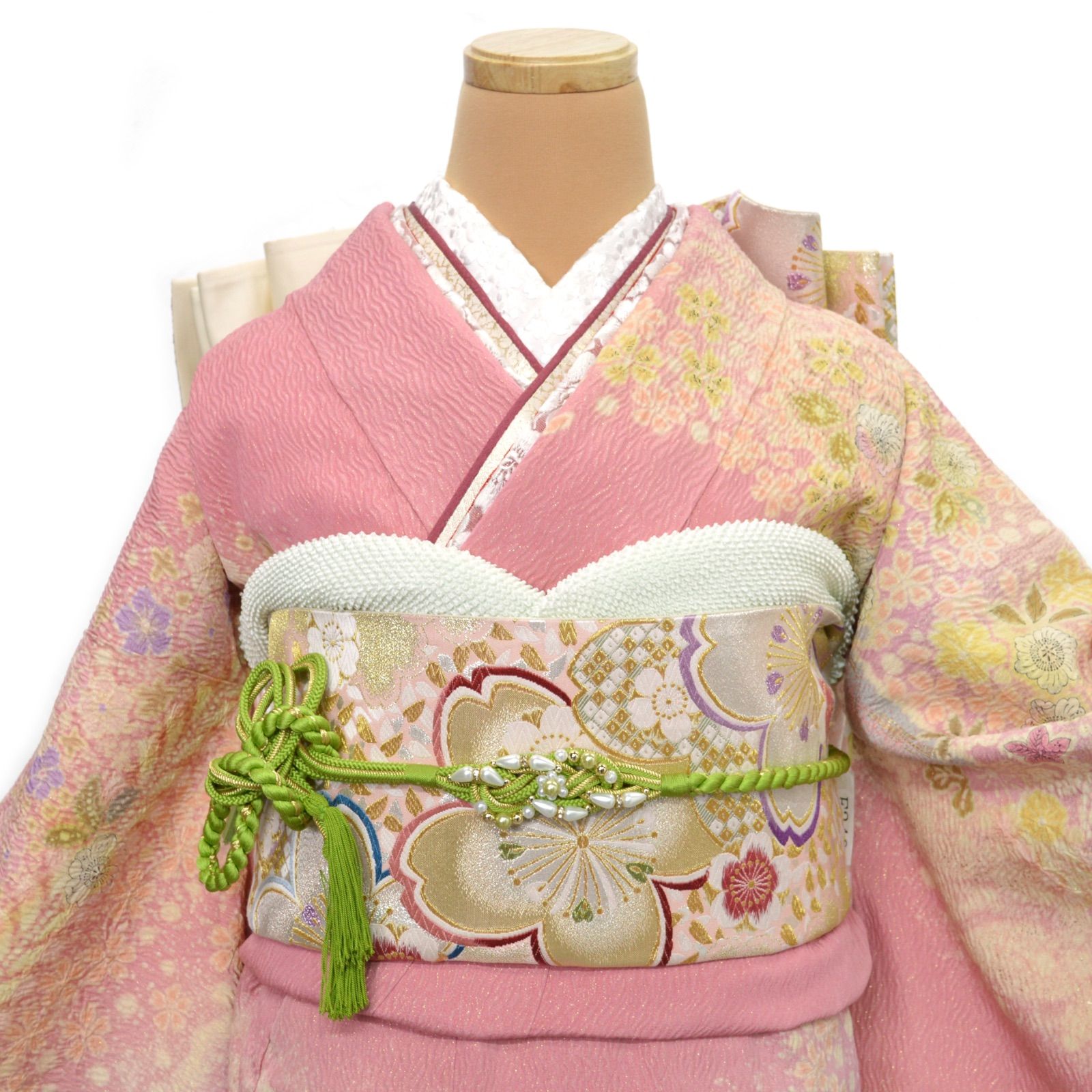 美品》正絹 振袖6点セット SS〜Mサイズ 辻が花 落款あり 吉乃一廉 成人