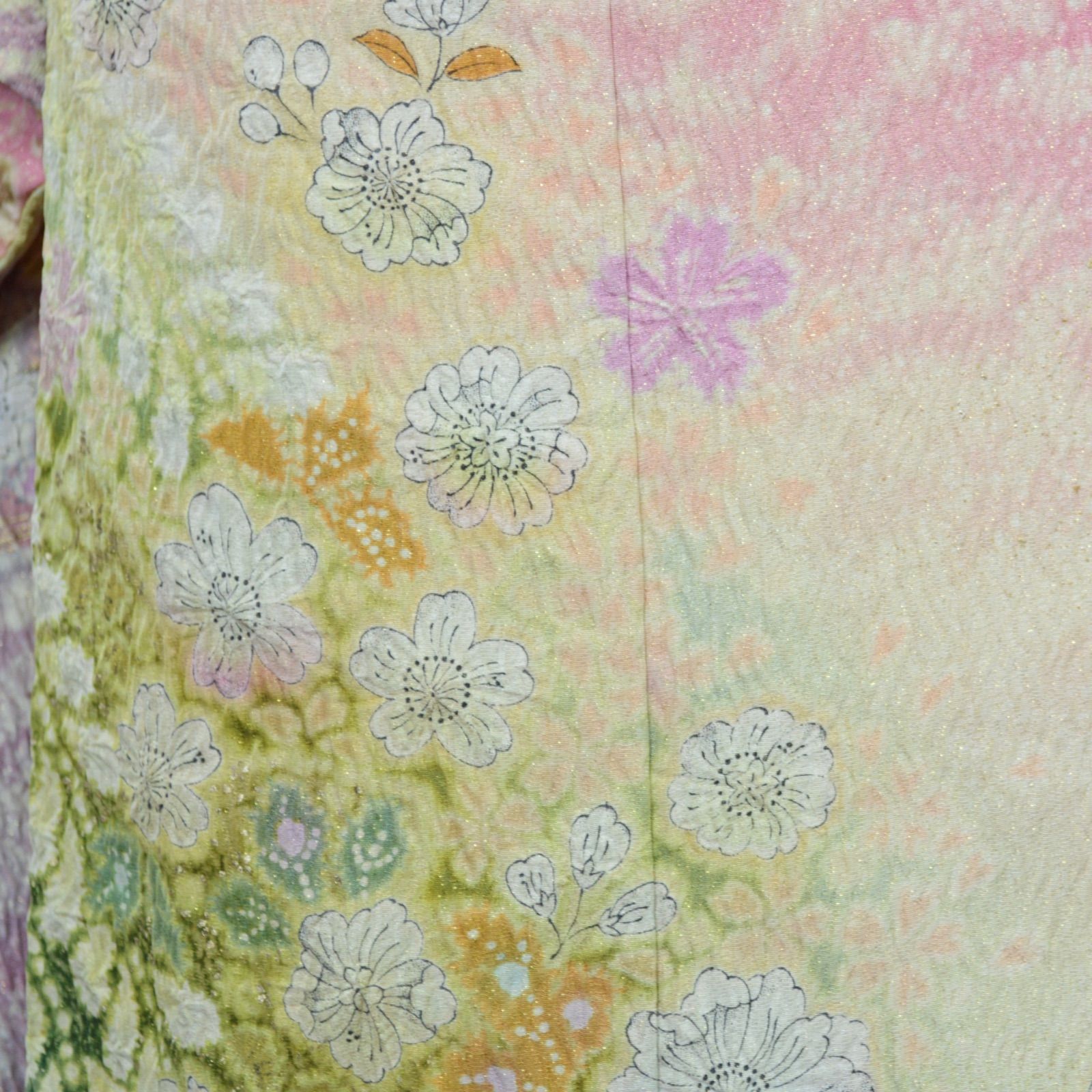 美品》正絹 振袖6点セット SS〜Mサイズ 辻が花 落款あり 吉乃一廉 成人