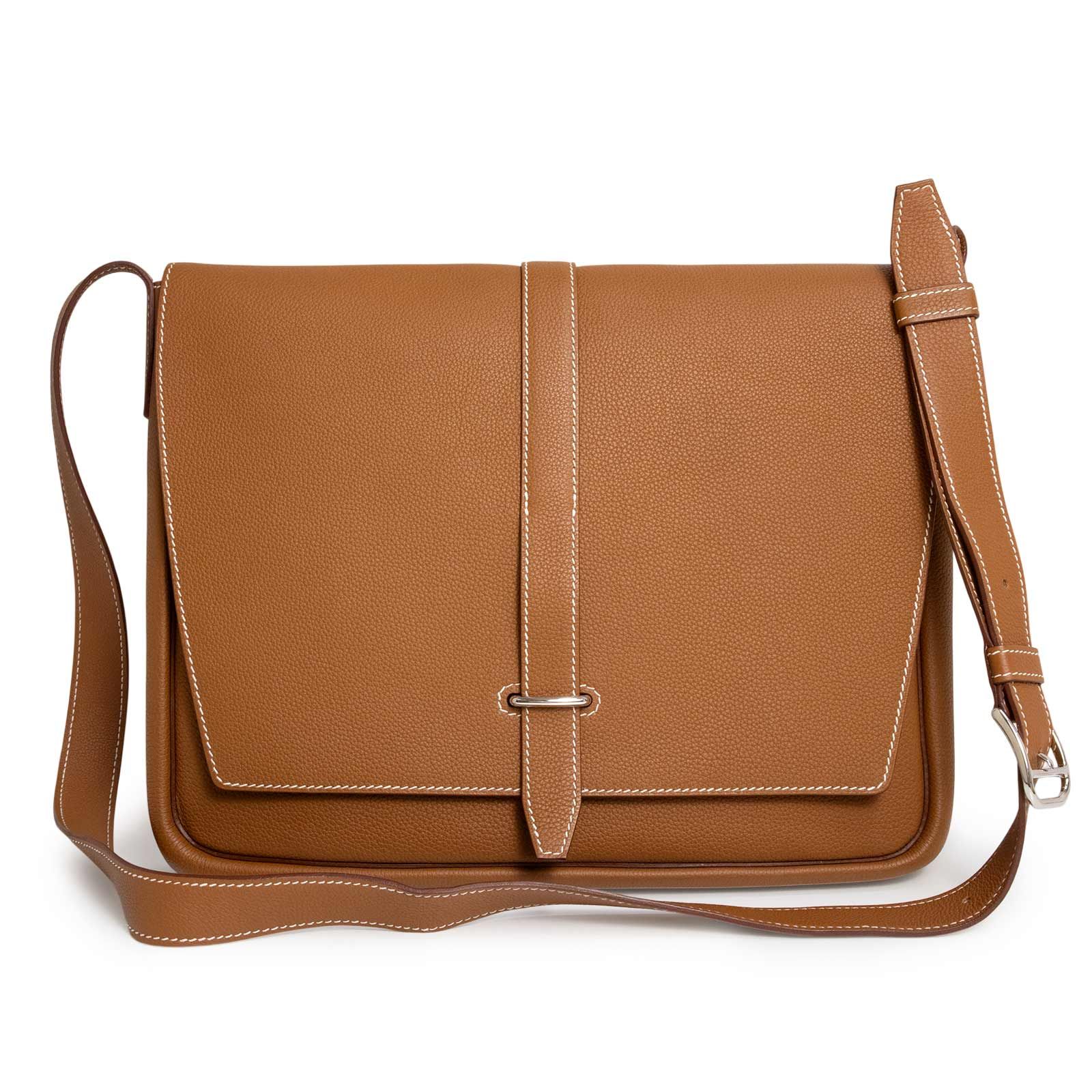 エルメス スティーブライト トゴ ゴールド ブラウン C刻印 ショルダーバッグ 斜め掛け レザー シルバー金具 HERMES（未使用　展示品）