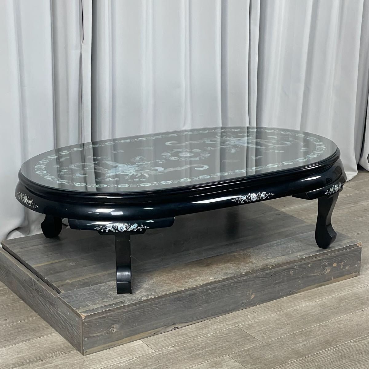 XH47 螺鈿細工 花鳥図 鳳凰図 座卓/センター テーブル伝統工芸 座敷机 ちゃぶ台 卓袱台 和家具 /神奈川県秦野市/A4