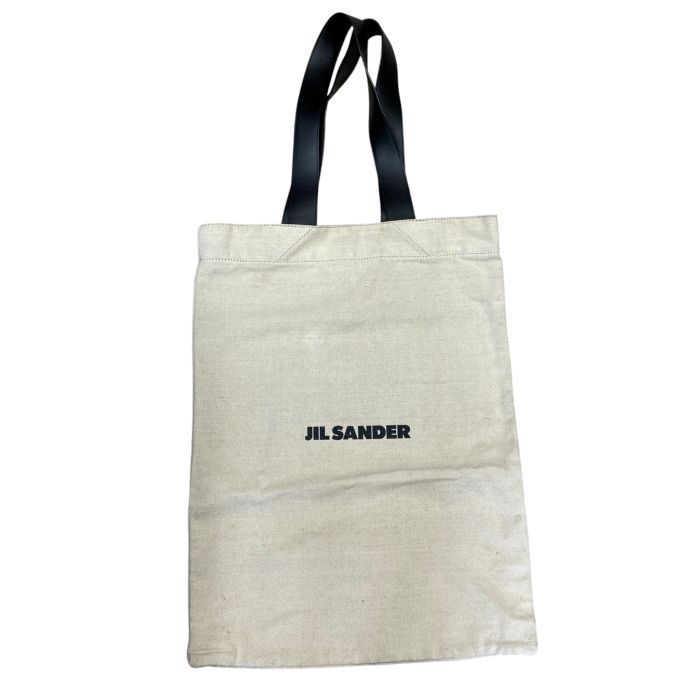 JIL SANDER ジルサンダー トートバッグ ショルダーバッグ ナチュラル ロゴ キャンバス レザー アイボリー ブラック 高級感 上品 軽量 収納力 斜め掛け 肩掛け 通勤 通学 旅行 メンズ レディース 15,840円