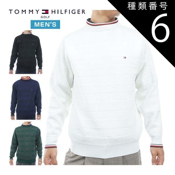 種類6：NVY(30)/M トミーヒルフィガー ロゴジャガード ハイネック ニット ゴルフウェア メンズ 2026年秋冬モデル M-3L THMA679