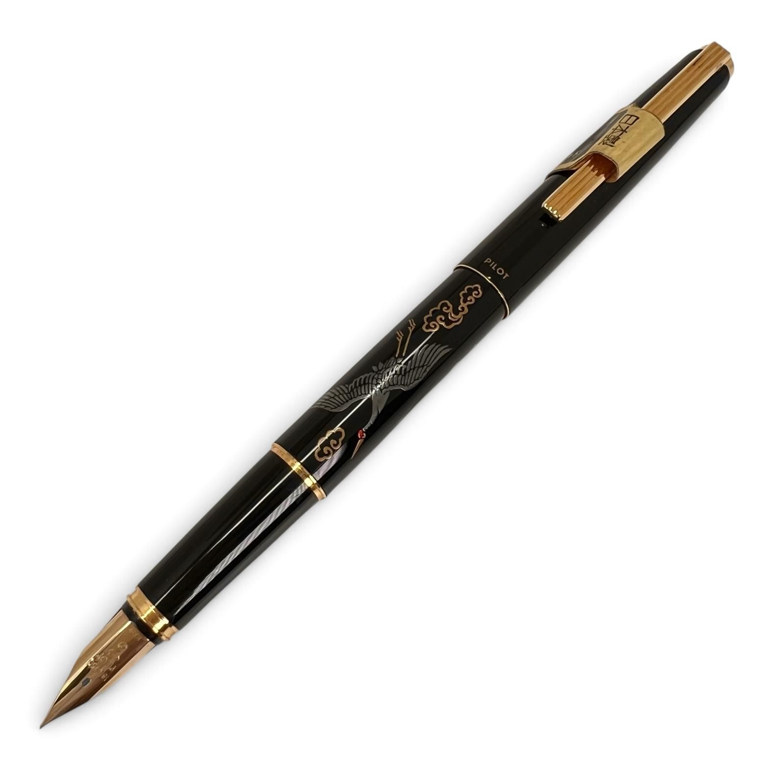 美品 PILOT パイロット 国光会 高級金蒔絵本漆塗 翔鶴図 万年筆 真鍮