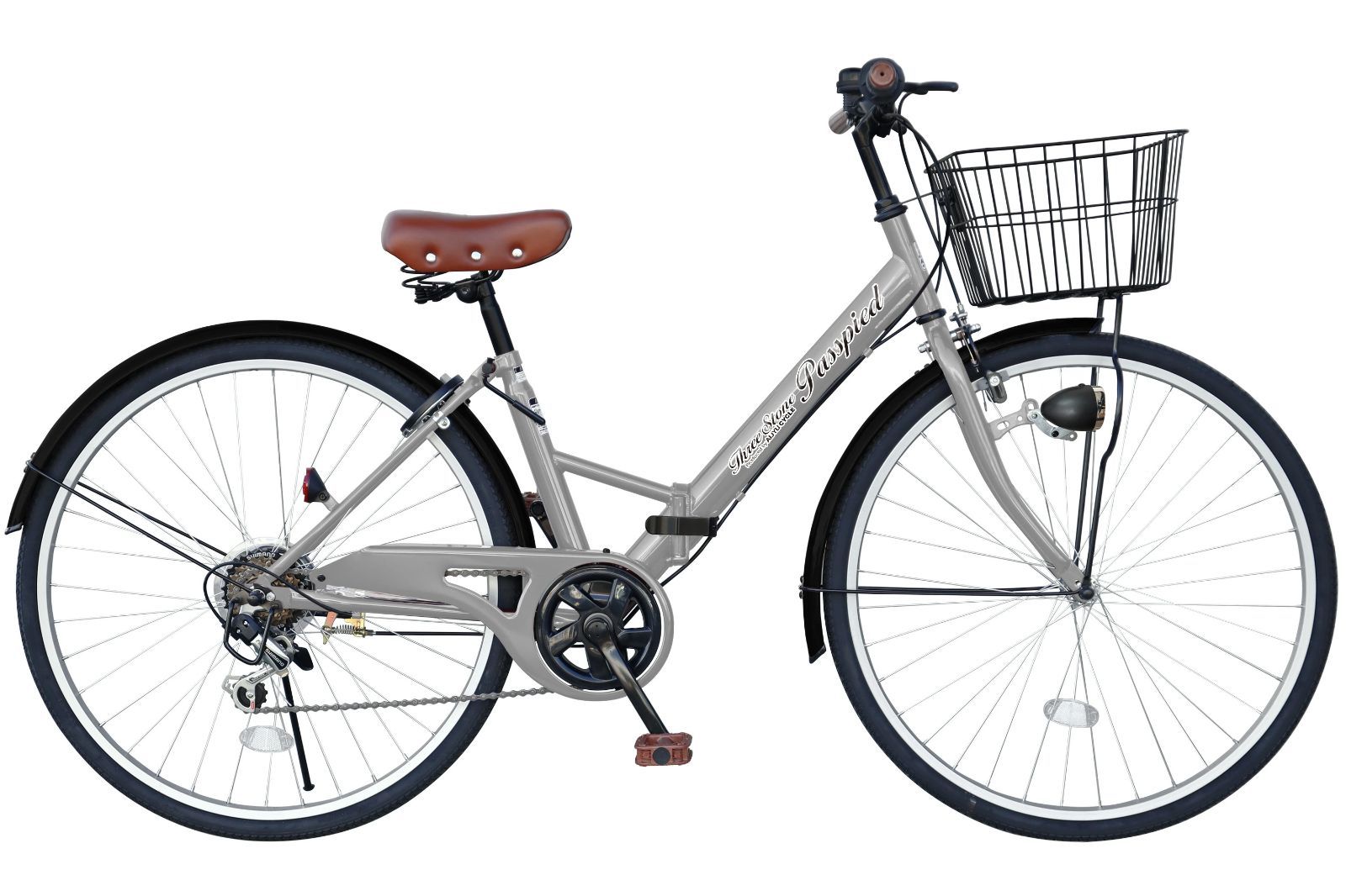 【訳あり】展示品・アウトレット【ノーパンク】シティサイクル 26インチ[TS26B-np] シマノ社製外装6段ギア 折りたたみ自転車 チューブレスタイヤ ママチャリ 前カゴ フェンダー 片足スタンド LEDライト サークル錠［50606_ts26b-np］