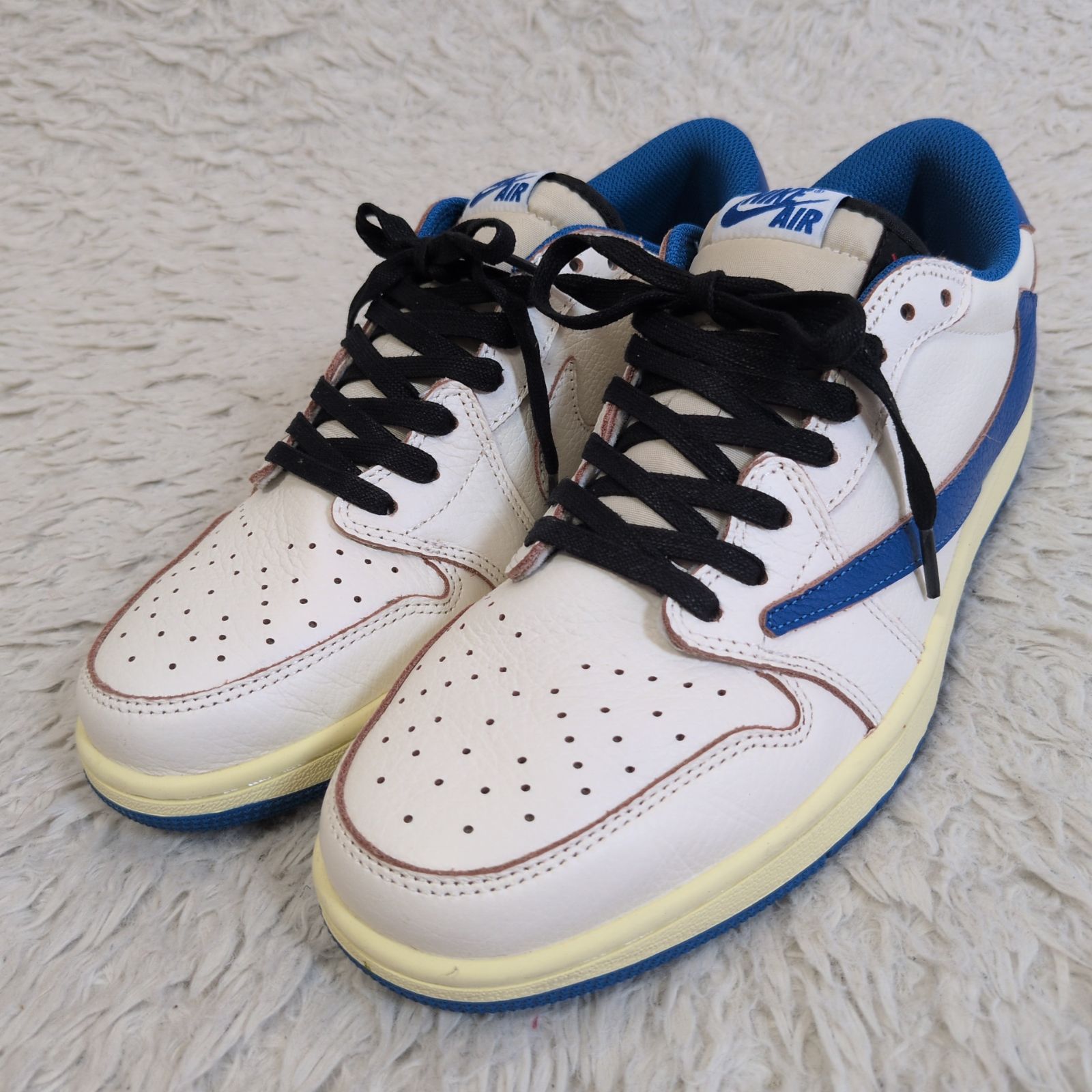 希少30cm✨️Travis Scott × fragment design × Nike Air Jordan 1 Low OG “Sail/Military Blue”（DM7866-104） トラビススコット フラグメント ナイキ エアジョーダン