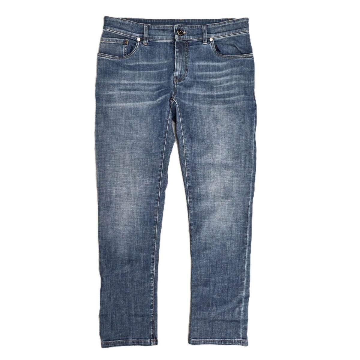 Brunello Cucinelli ブルネロクチネリ スリムフィット ストレッチ ローウエスト ファイブポケット デニムパンツ レディース コットン ブルー 中古