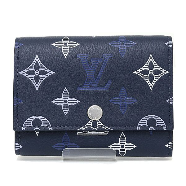 ルイ ヴィトン LOUIS VUITTON ヴィクター･ウォレット 三つ折り財布 モノグラム･シャドウ M29130 ネイビーブルー 【中古】Sランク