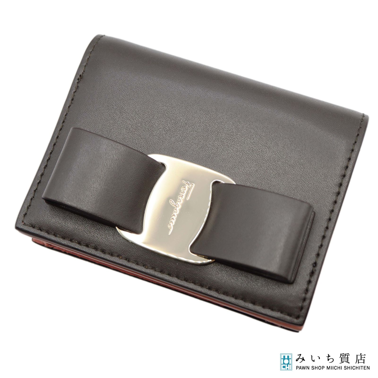 Salvatore Ferragamo フェラガモ ウォレット 二つ折り財布 ミニウォレット ブラウン×ピンク ok874