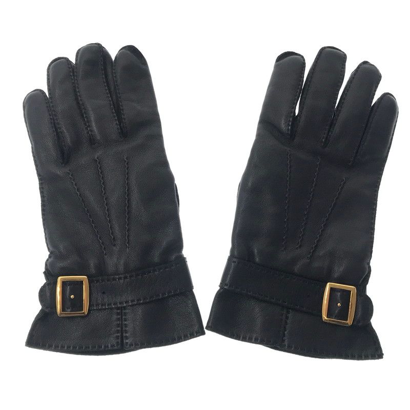 【中古品】 HERMES エルメス 90～00's LEATHER GLOVE H BUCKLE BLACK 90～2000年代 レザー グローブ H バックル 手袋 【183-260818-rt-38-tag】 23,430円