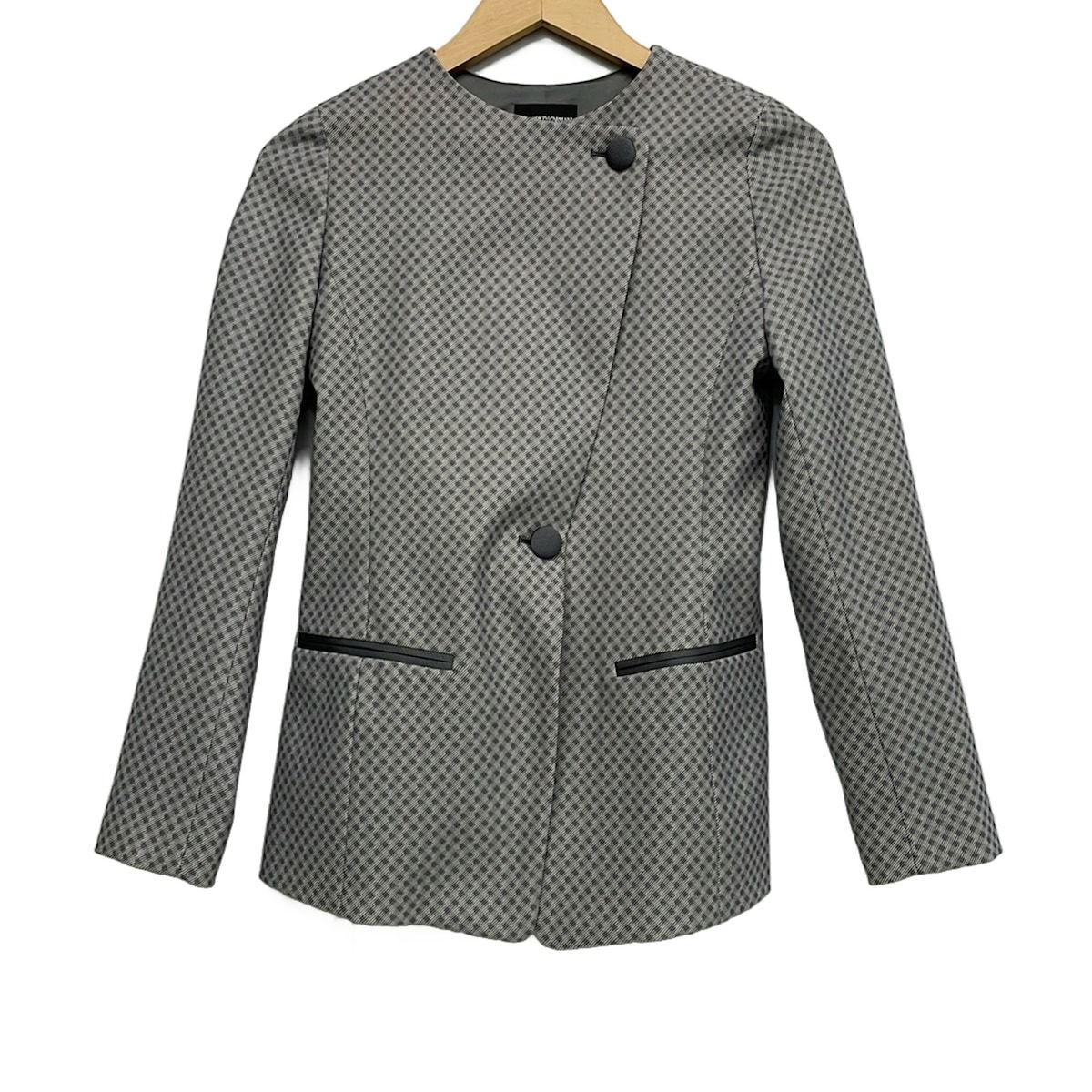 EMPORIOARMANI(エンポリオアルマーニ) ジャケット サイズ38 S レディース美品 - グレー×ダークグレー 長袖/チェック柄/秋/冬 6,156円