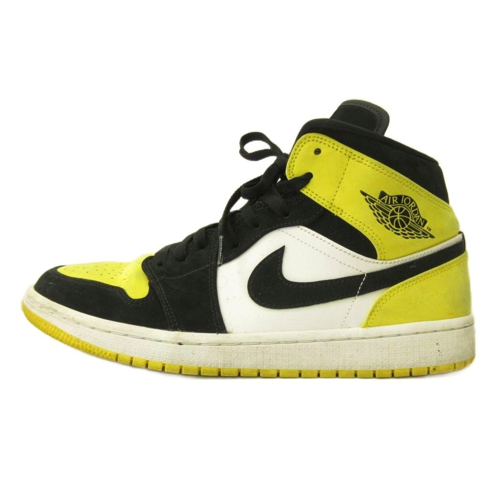ナイキ NIKE エアジョーダン AIR JORDAN 1 MID SE スニーカー シューズ ミッドカット ヌバック レザー US10 28.0cm 黄 黒 イエロー ブラック 852542-071 0729 ■IBO101 7,848円