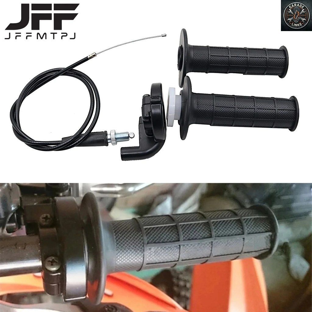 7/8インチ 22mm モーターサイクルグリップ スロットルクランプ付き ツイストケーブル スロットルケーブル KTM YAMAHA HONDA ATV 50 90 110
