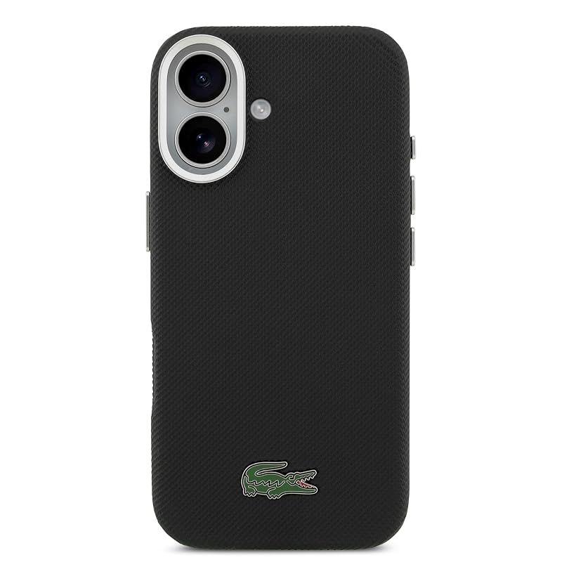 【新品】 LACOSTE iPhone 17用ケース MagSafe対応 プチピケデザイン ワニロゴ付き 軽量 耐久 おしゃれ スマホカバー ブラック
