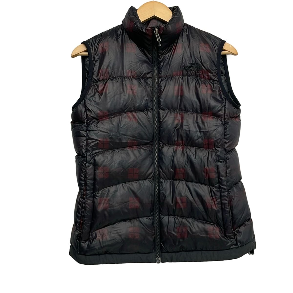 THE NORTH FACE(ノースフェイス) ダウンベスト サイズL レディース美品 - 黒×レッド×マルチ チェック柄/冬