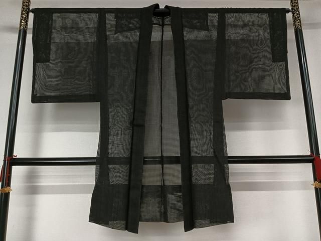 平和屋着物▽男性　長羽織　スリーシーズン　春夏秋　塵除け　黒地　正絹　逸品　AABL6772jh 14,235円