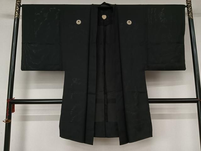 平和屋着物▽男性　夏　絽　長羽織　黒紋付　正絹　逸品　AABL6790jh 20,306円