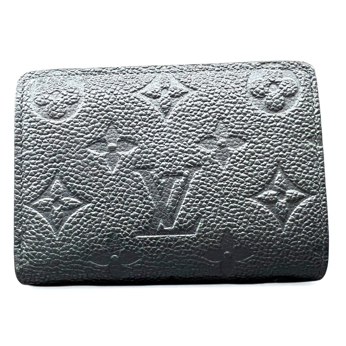 LOUIS VUITTON 極美品 ルイヴィトン ポルトフォイユ クレア モノグラムアンプラント ノワール 二つ折り財布 M80151 グレインカーフ レザー RFID確認済 ブラック ミニ財布 ヴィトン LV Aランク 中古 鑑定済 ヴィトン財布