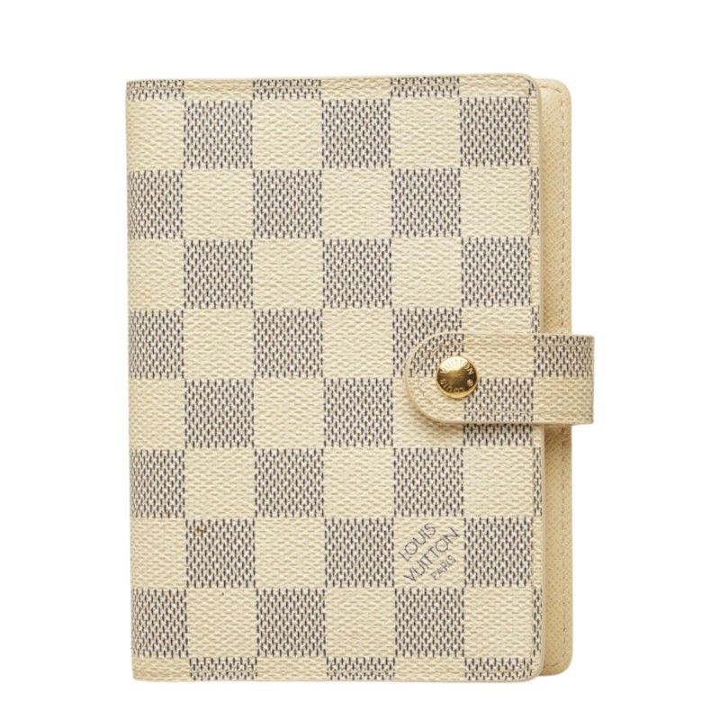 ルイ ヴィトン ダミエ アズール アジェンダPM 手帳カバー R20706 ホワイト PVC レザー レディース LOUIS VUITTON【1-0284687】