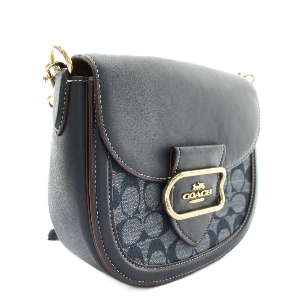 コーチ COACH ショルダーバッグ デニム キャンバス レザー