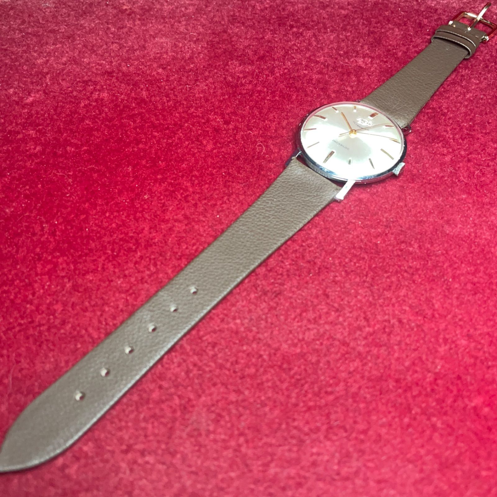 ☆60s スイス名門 ENICAR ウルトラソニック 手巻き 美品 新品革ベルト 
