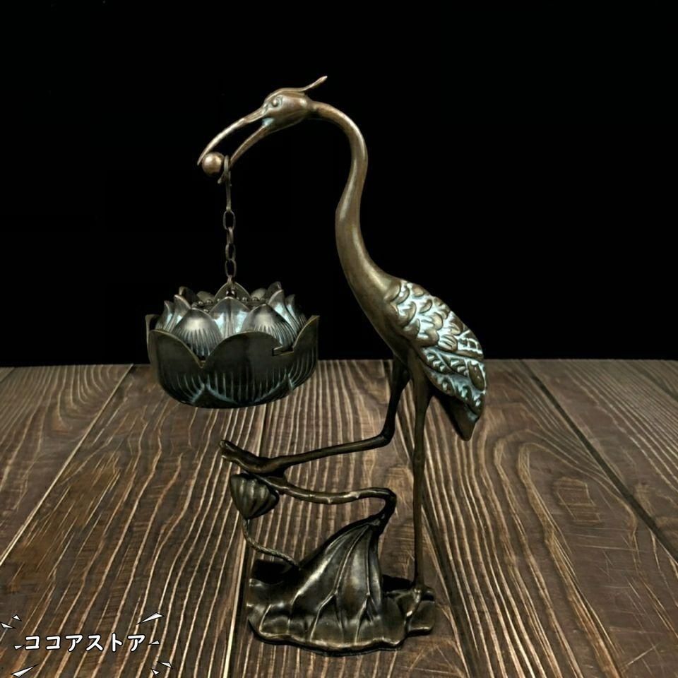 鶴の蓮華炉 香炉 香道具 工芸品 美術品 置物